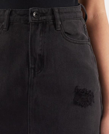 Leading Denim Skirt in Black by Silent Theory