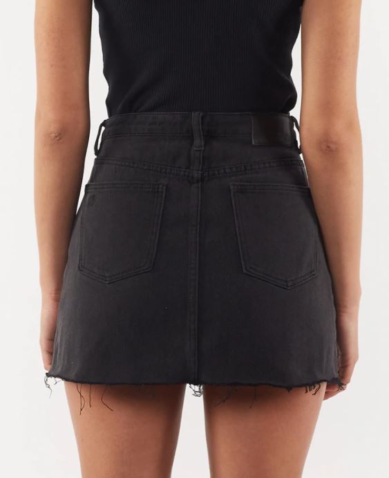 Leading Denim Skirt in Black by Silent Theory