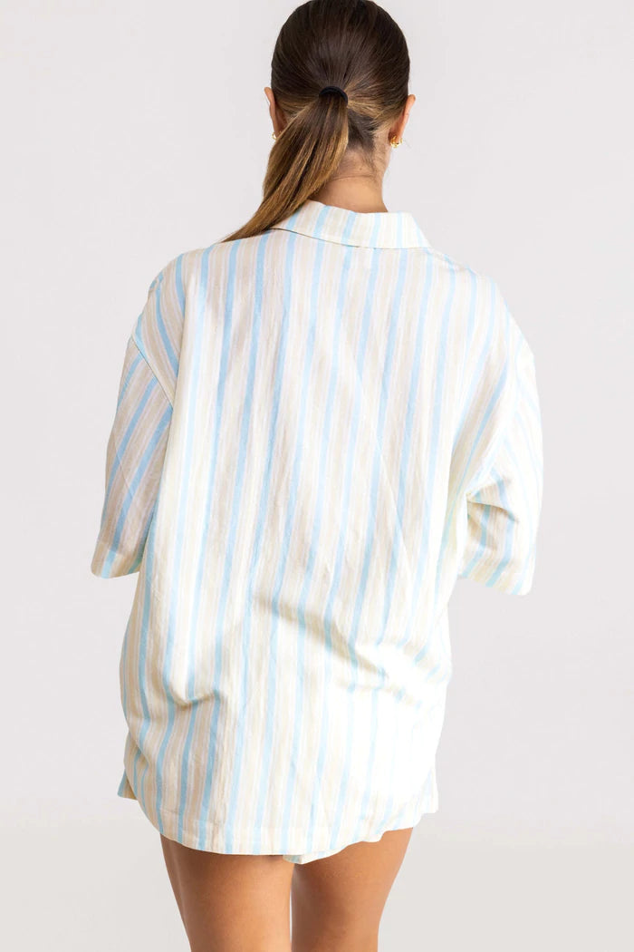 Sanctuary Stripe Oversized Shirt in Blue by Rhythm