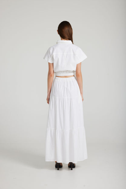 Tyra Maxi Skirt in White by Daisy Says