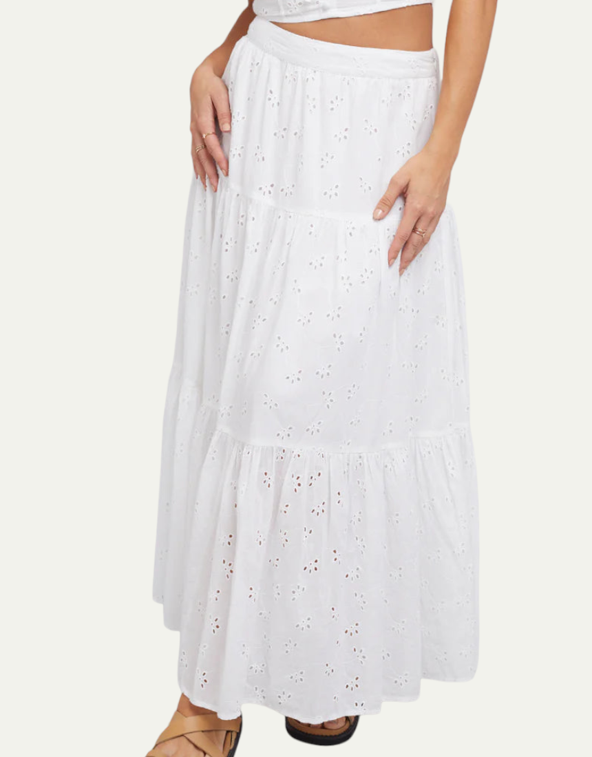 Olivia Maxi Skirt in White by All About Eve