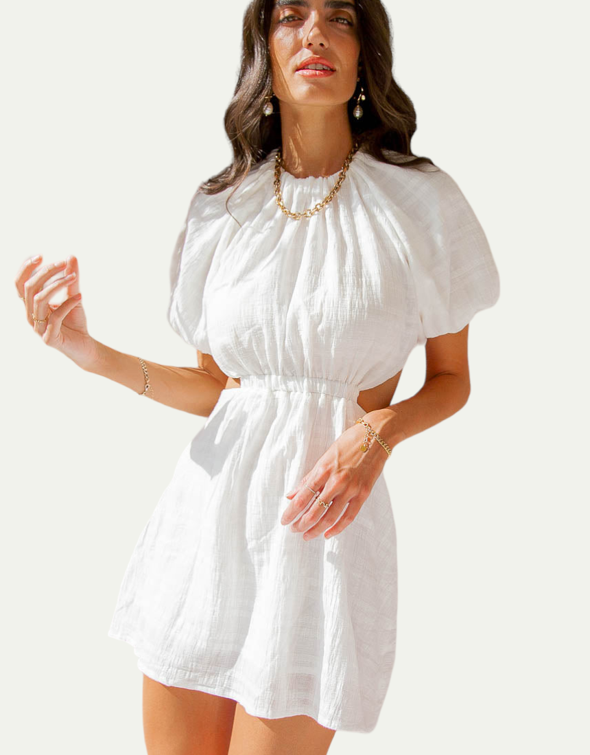 Iris Dress in White Check by Palm Collective