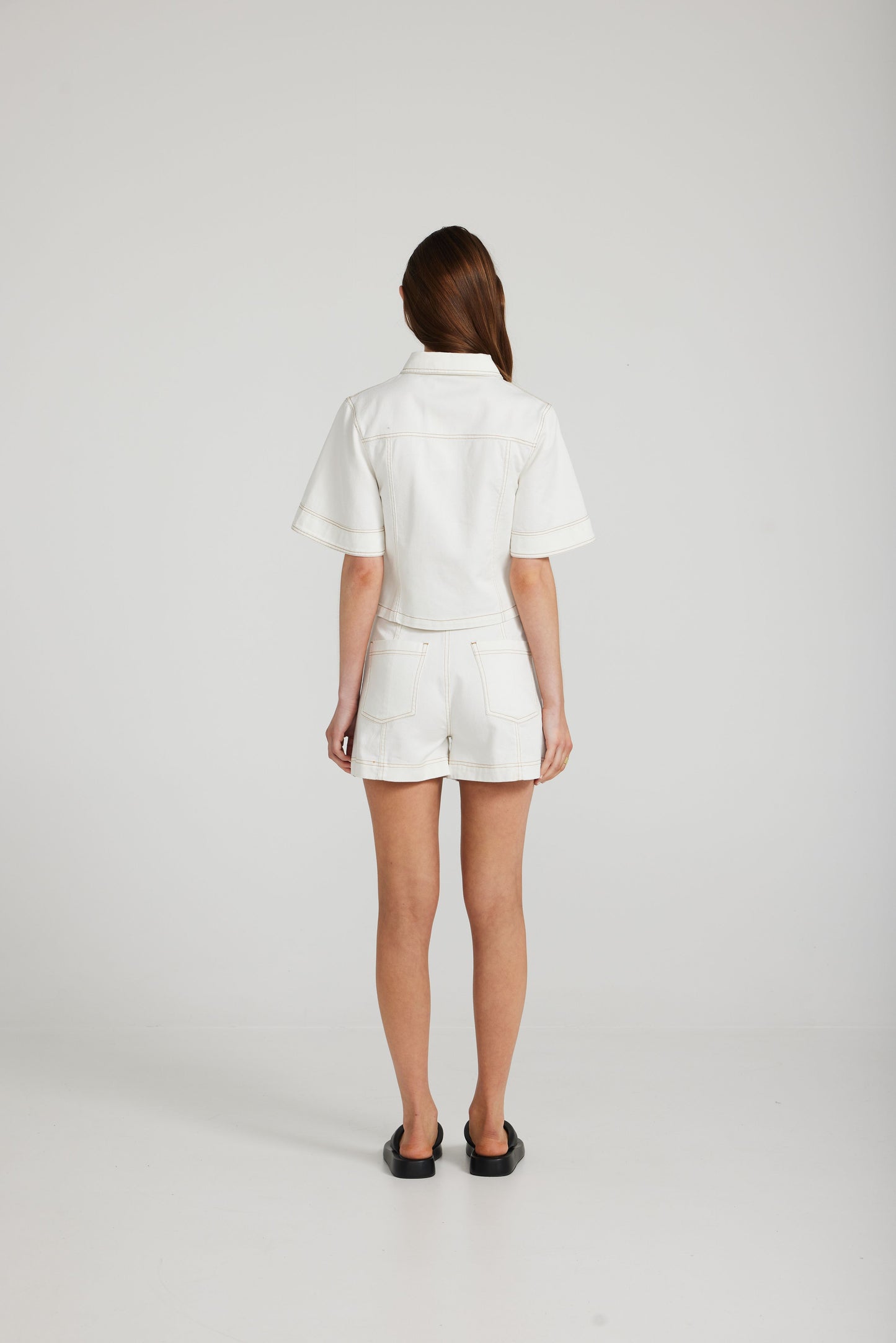 Defender Top in White Denim by Daisy Says